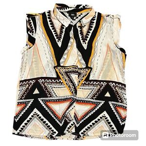 Mossimo Sheer Vintage Inspired Pattern Blouse Size L